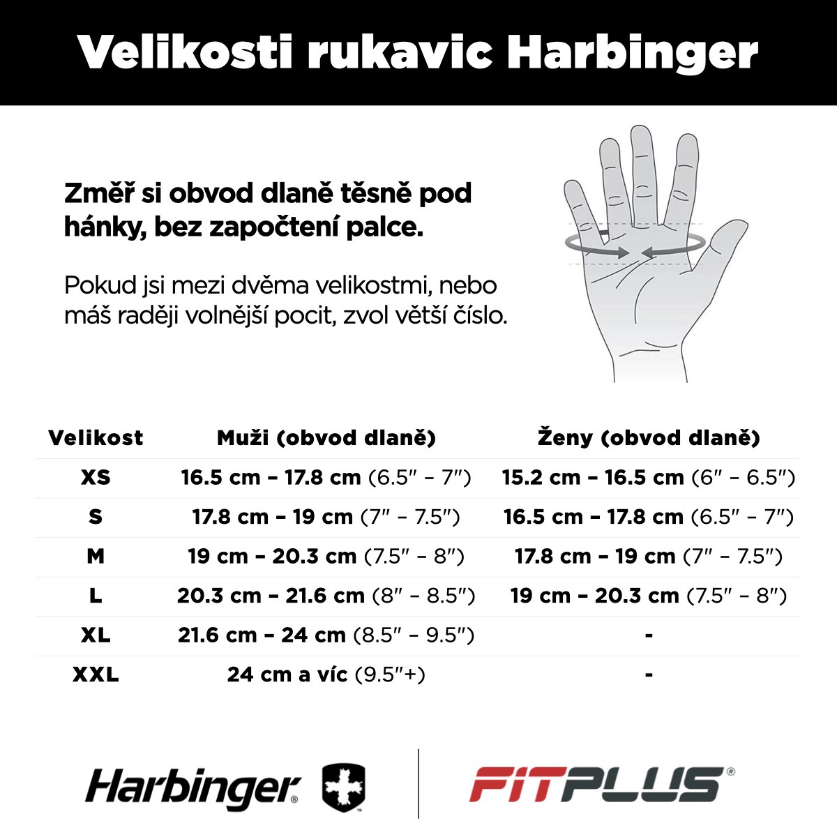 Harbinger rukavice velikost